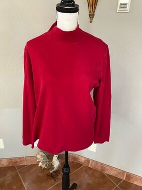 St. John's Bay Red Mock Neck Long Sleeve Top
